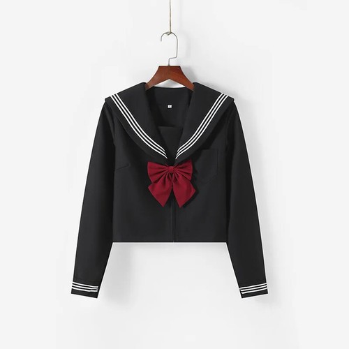 Japanese School Uniform Girls Plus Size Suit Red Tie Black Three Basic Uniform - Picture 24 of 25