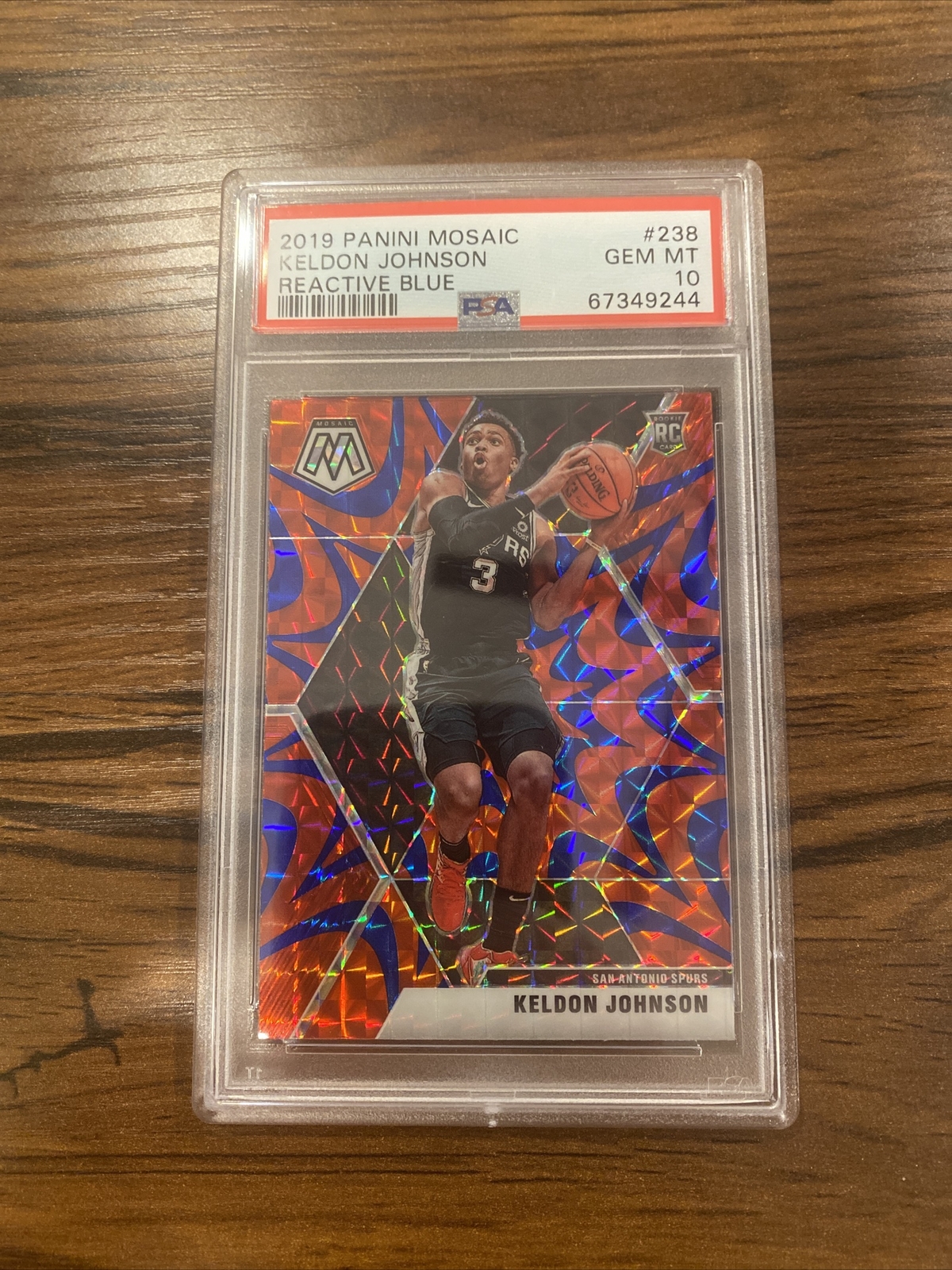 2019 Keldon Johnson Panini Mosaic Reactive Blue Prizm RC #238 PSA 10 Gem Mint