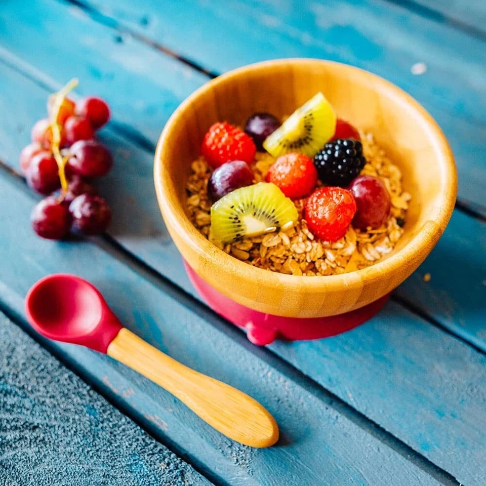 Bambusschalen-Set rund I Saugnapf-Schüssel mit Löffel - FSC-zertifiziert I to... - Bild 3 von 4