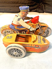 1950  s Xonex Tin Toy Police Man on Harley Davidson W/Sidecar Reproduction