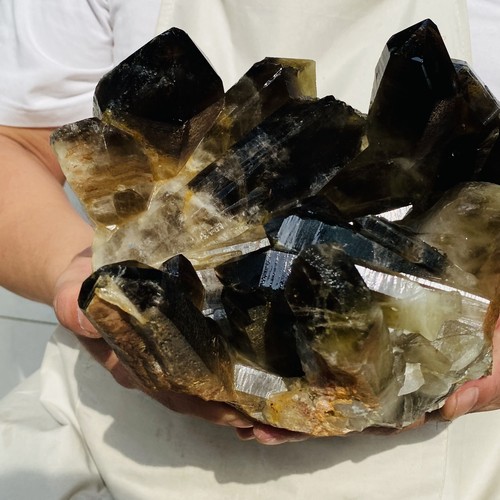 Racimo de cuarzo negro ahumado natural muestra de cristal Reiki curación 5040 g - Imagen 4 de 17