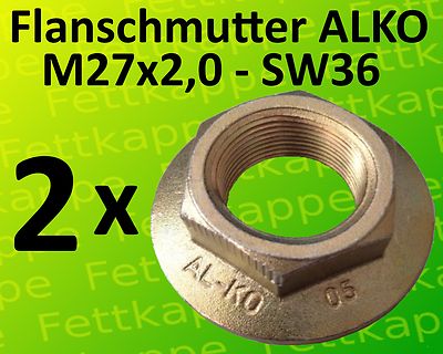 2x AL-KO Flanschmutter selbstsichernd M27 x 2,0 - SW36 - ALKO Artikel Nr. 582506