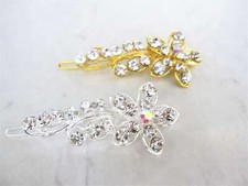 Flower shaped crystal hair barrette clip bridal clip bridal barrette for fine