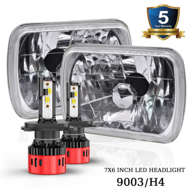 For Jeep Cherokee XJ 84-2001 Pair 7x6 Inch LED Headlights Sealed High/Low Beam
