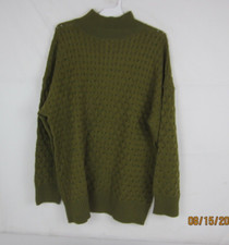 Knox Rose Women's Oversized Turtleneck CableKnit Sweater Green XXL
