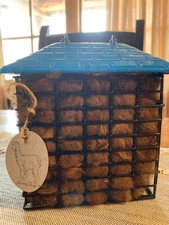 double BIRD SUET FEEDER filled with ALPACA nesting fiber