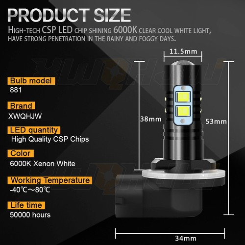 4pcs H11 + 881 For Arctic Cat Bearcat 570 XT 2009-2014 LED Headlight Combo Bulbs - Bild 21 von 24