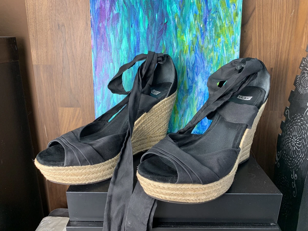 Black ugg 2024 wedge sandals