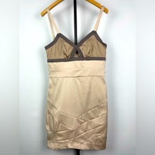 Romeo + Juliet Couture Tan Satin Bodycon Mini Dress Size S