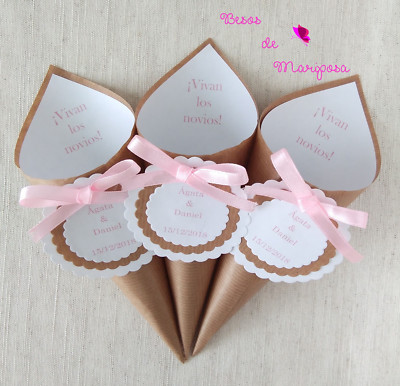 Conos de arroz, confeti, pétalos Cucuruchos para bodas Garden