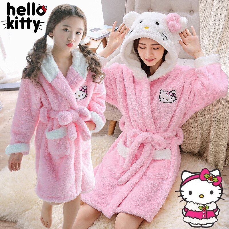 Kawaii Hello Kitty Cartoon Anime Kids Bathrobe Ladies… Gem