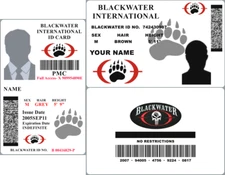 BLACKWATER INTERN'L or TRIPLE CANOPY ID cards Custom Made with Your Photo