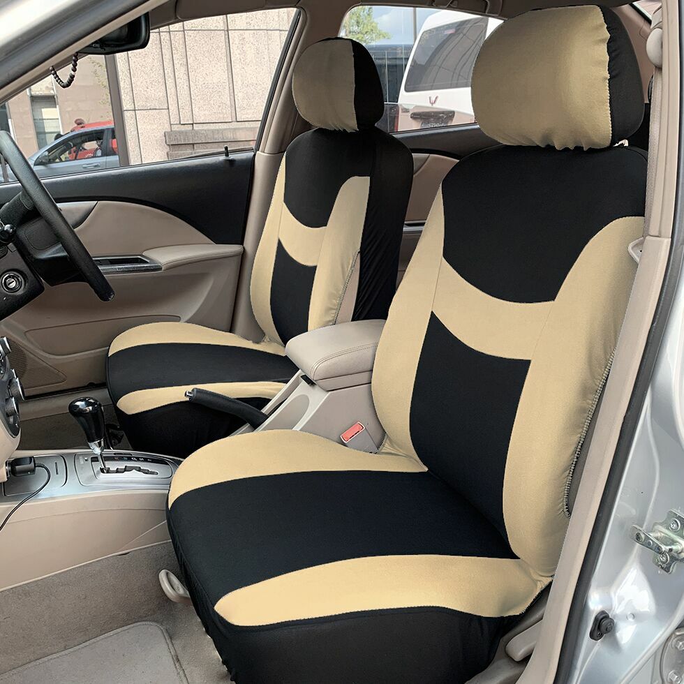 9Pcs Full Set 5seats Cars Seat Cover Protection Cushion Beige Polyester Fabric eBay