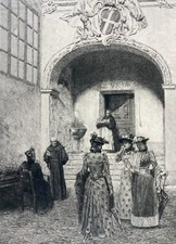 ARTE ITALIANA DELL'OTTOCENTO-CORTESIA CLAUSTRALE-PITTORE GIACOMO GROSSO-TURLETTI