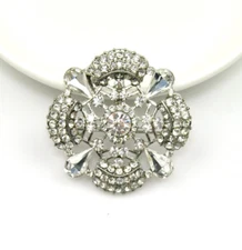 Silver tone crystal Rhinestone brooch art deco style brooches Fashion pins Gift