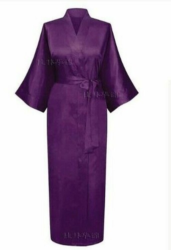 Women Silk Satin Long Wedding Bride Robe Kimono Bath Robe Female Sexy Bathrobe - Picture 9 of 28
