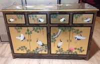 shop Display Model Gold Leaf With Crane Design Sideboard Oriental Furniture shop Display Model Gold Leaf With Crane Design Sideboard Oriental Furniture