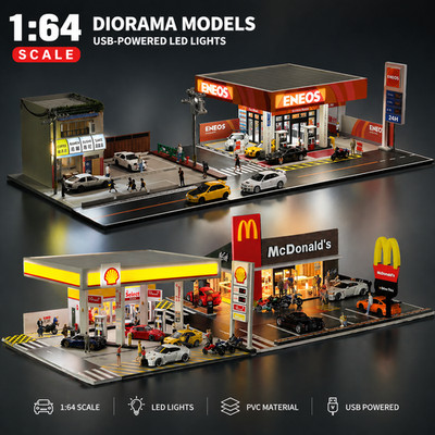 Diorama 1:64 Auto Garage Modell LED Beleuchtung Parkplatz Szene Display Case