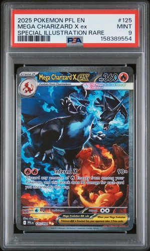 2025 POKEMON PHANTASMAL FLAMES ILLUSTRATION RARE #125 MEGA CHARIZARD X EX PSA 9