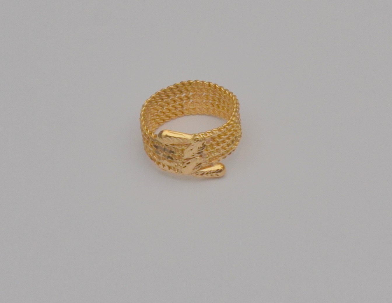 22K Solid Gold Ring Multi Strand Mesh Design Size… - image 2