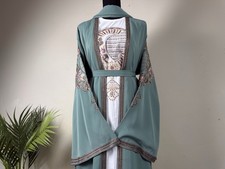 Embroidered Dubai Abaya Light Green Size 60 4 Pieces Set Abaya