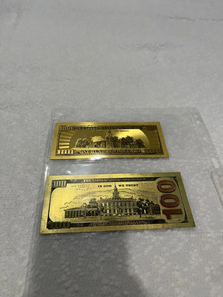 (2) 24K Gold 100mg  2009 $100 Dollar Bill Federal Reserve Banknote  - Image 3 of 4