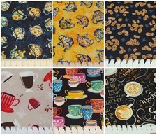 Patchwork Fabric 50x110cm 100% Cotton Theme Coffee Beans Mugs
