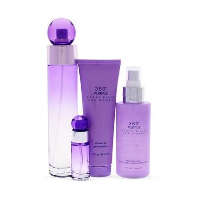 Perry Ellis Ladies 360 Purple for Women 4pcs EDP Gift Set Fragrances
