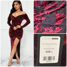 Velvet Maxi Formal Semi formal Cocktail Dress Red Bodycon Burnout  Sexy Alexi