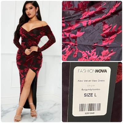 Velvet Maxi Formal Semi formal Cocktail Dress Red Bodycon Burnout Sexy  Alexi | eBay