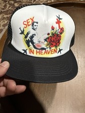 Supreme Sex In Heaven Trucker Snapback Hat Black White Made In USA