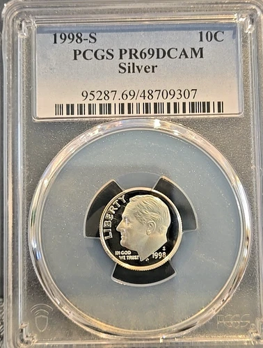1998-S 10c SILVER PCGS PR69DCAM ROOSEVELT DIME PROOF DEEP CAMEO PR69  #544