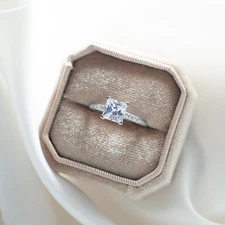 Princess Cut Stone Engagement Ring Cubic Zirconia Stones 925 Sterling Silver