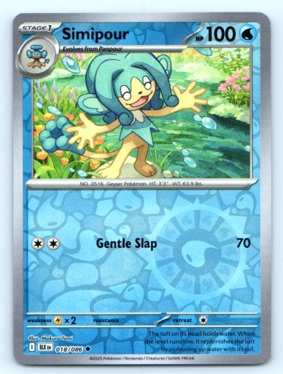 Pokémon TCG ~ Simipour 018/086 ~ Reverse Holo English Near Mint