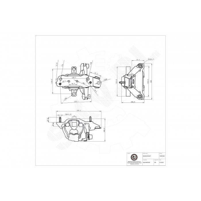Silentbloc moteur gauche 6Q0199555AD contre les vibrations au volant
