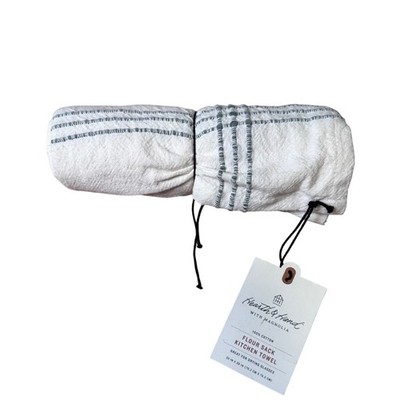 Hearth & Hand with Magnolia Flour Sack Kitchen Towel Cream Grey Stripe 30x30 NEW