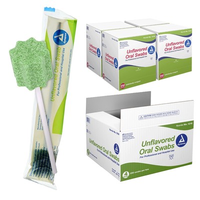 Dynarex 1218 Oral Swabsticks Unflavored Individually Wrapped Latex-Free 1000ct