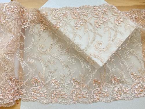 Floral Embroidery Double-edged Mesh Lace Trim/Sewing/Crafts/Lingerie/9.5" Wide - Picture 9 of 20