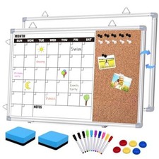 Calendar Whiteboard for Wall, 17" x 13" Double Sided Monthly Dry 17"W x 13"H
