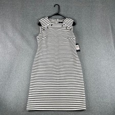 Tommy Hilfiger Womens Navy White Striped Sheath Dress 10 NWT