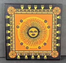 Celestial Sun Face Key Holder Boho Wall Decor • 5-Hook Rack