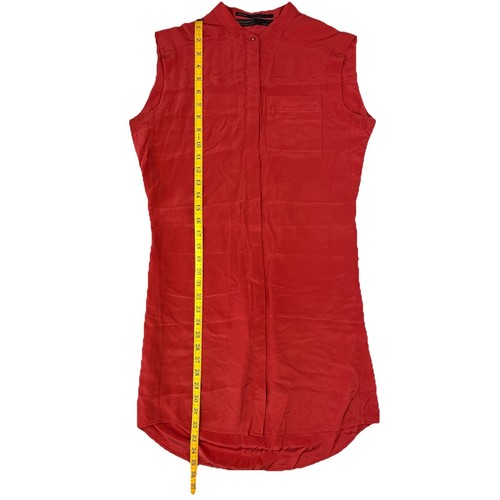 ALLSAINTS Kleid 4 Seide rot Luna Hemd Button Down ärmellos Metall Rundhals - Bild 6 von 23