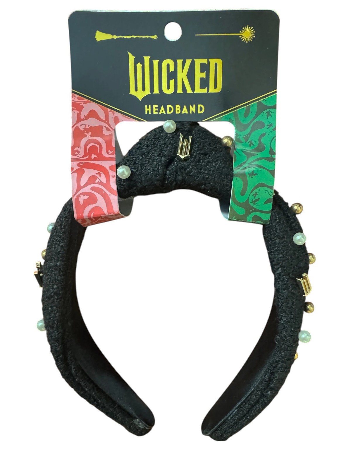 Повязка на голову из букле для взрослых Wicked с подвесками - Черный 2890₽