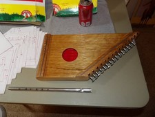 Vintage 15-String 17" Plucked Psaltery Wood Lap Harp Triangular Zither W/Music