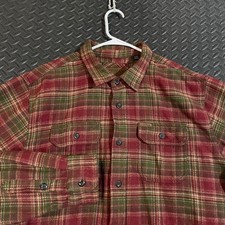 Orvis Red Green Plaid Flannel Button Up Long Sleeve Shirt Men's Size XL