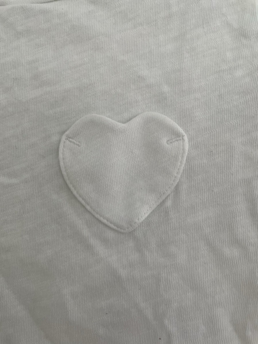 Crewcuts Toddler Girl Solid White 100% Cotton Heart Pocket Long Sleeve Shirt XXS View 3