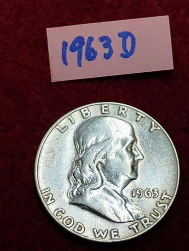 Lot 2587: 5 EXCELLENT FRANKLIN SILVER HALFS 1957D, 1959D, 1961D, 1962D, 1963D - Picture 12 of 12