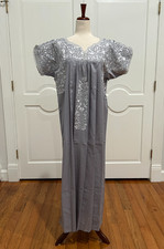 San Antonino Maxi Dress, Oaxaca Mexican dress. hand Embroidered. Silk Threads,