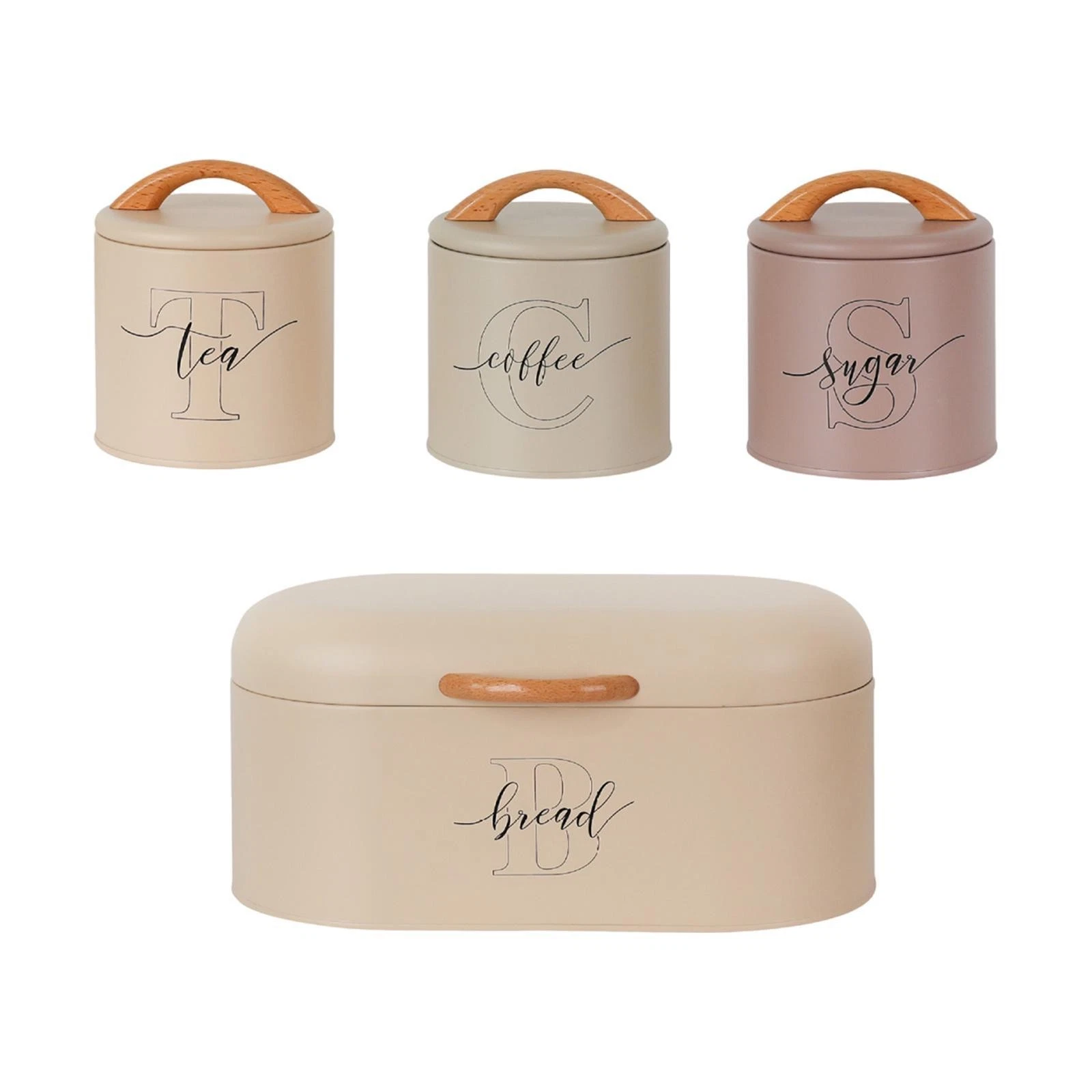 4Pcs Sugar Coffee Tea Canisters Sturdy Storage Containers for Kitchen Home