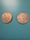 1922 and 1923 Liberty Peace Dollar Coins, 90% Silver, $1 U.S. Mint -Great Shape